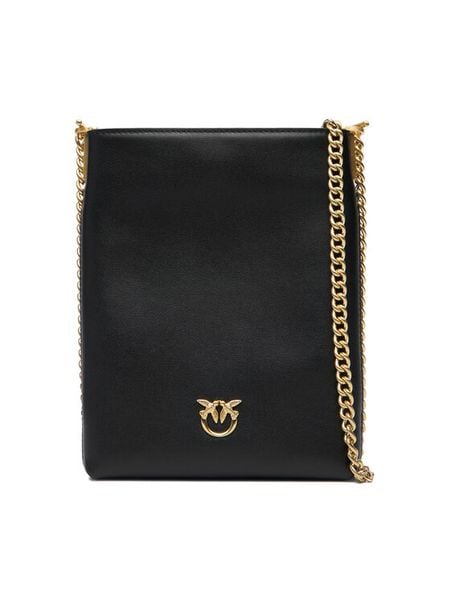 PINKO Torebka Flat Satchel AI 25-26 PCPL 105352 A0QO Czarny. Czarne kopertówki Pinko, bez wzorów, ze skóry, wizytowe, bez dodatków. Za 1,059.00 zł.