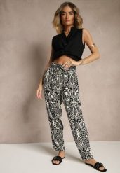 Czarne Wiskozowe Spodnie High Waist Zdobione Ornamentalnym Printem Jenavitha. Czarne jeansy Renee, na wiosnę, l, z aplikacjami, z jeansu, eleganckie, z podwyższonym stanem. W wyprzedaży za 35.99 zł.