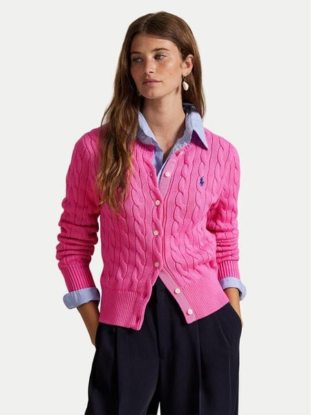 Polo Ralph Lauren Kardigan 211971868012 Różowy Slim Fit. Czerwone swetry Polo Ralph Lauren, xxs, bez wzorów, z bawełny, bez ramiączek. Za 839.99 zł.