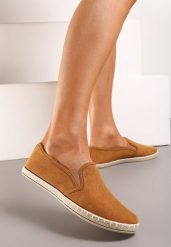 Brązowe Wsuwane Tenisówki Espadryle z Plecioną Podeszwą Elladia. Brązowe espadryle Renee, bez wzorów, bez zapięcia. W wyprzedaży za 43.99 zł.