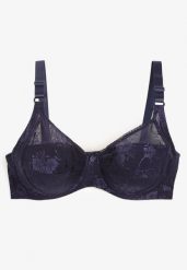 Granatowy Biustonosz z Koronki Full Cup z Regulowanymi Ramiączkami Dimela. Niebieskie biustonosze Renee, bez wzorów, z koronki. W wyprzedaży za 23.99 zł.