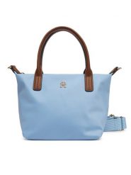 Tommy Hilfiger Torebka Popette Mini Tote AW0AW17709 Błękitny. Niebieskie torebki klasyczne Tommy Hilfiger, bez wzorów, ze skóry, bez dodatków. Za 369.99 zł.