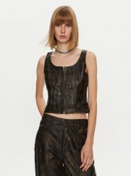 Gestuz Top Linera 10909487 Brązowy Regular Fit. Brązowe topy Gestuz, bez wzorów, ze skóry, bez kołnierzyka, bez ramiączek. Za 649.99 zł.
