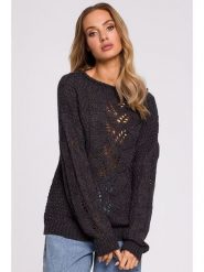 Made of emotion Sweter w kolorze antracytowym rozmiar: L/XL. Czarne swetry Made Of Emotion, l, bez wzorów, ze splotem, bez ramiączek. Za 105.38 zł.