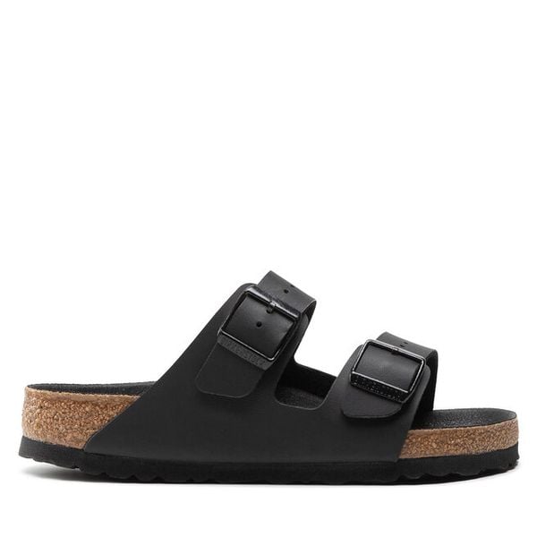 Klapki Birkenstock. Czarne klapki Birkenstock, bez wzorów, bez obcasa, bez zapięcia. Za 449.99 zł.