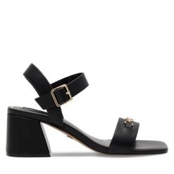 Sandały Nine West. Czarne sandały Nine West, bez wzorów, bez obcasa, na słupku, bez zapięcia. Za 249.99 zł.
