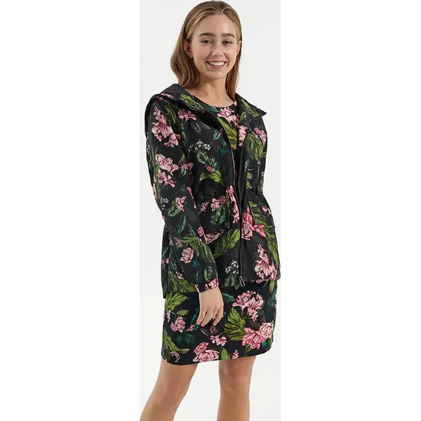 Parka z kwiatowym nadrukiem - Czarny. Czarne płaszcze House, l, bez wzorów, bez kaptura. Za 139.99 zł.