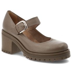 Półbuty damskie Armodo, na klocku skórzane zapinane sprzączką i z okrągłym noskiem, brązowe, 20166-V-Fango-Zl. Brązowe półbuty wsuwane Armodo, bez wzorów, ze skóry, eleganckie, z okrągłym noskiem, bez obcasa, na obcasie. Za 305.99 zł.
