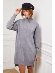 So Cachemire Sukienka dzianinowa "Abufera" w kolorze szarym rozmiar: L. Szare sukienki So Cachemire, l, bez wzorów, z dzianiny, bez kołnierzyka, bez ramiączek, mini. Za 180.06 zł.