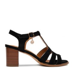 Sandały Lasocki. Czarne sandały Lasocki, bez wzorów, bez obcasa, na słupku, bez zapięcia. Za 229.99 zł.