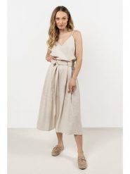 Awama Sukienka w kolorze beżowym rozmiar: M. Brązowe sukienki Awama, m, bez wzorów, z bawełny, bez kołnierzyka, bez ramiączek, maxi. Za 139.99 zł.