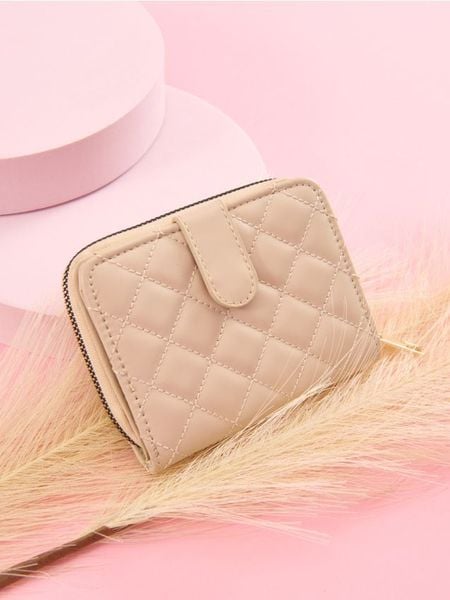 Portfel - kremowy. Białe portfele Sinsay, bez wzorów, z materiału. Za 25.99 zł.