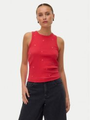 Vero Moda Top Naja 10341964 Czerwony Slim Fit. Czerwone topy Vero Moda, s, bez wzorów, z bawełny, bez kołnierzyka, bez ramiączek. Za 89.99 zł.