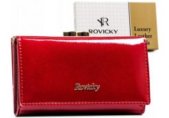 Portfel skórzany Rovicky RH-23-1-SAF czerwony. Czerwone portfele ROVICKY, bez wzorów, ze skóry. Za 95.99 zł.