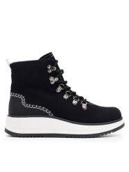 JENNY Botki JODIE WS6051-02 Czarny. Czarne botki Jenny, bez wzorów, z materiału, bez obcasa, na płaskiej podeszwie, bez zapięcia. Za 118.99 zł.