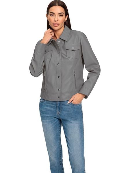 Heine Skórzana kurtka w kolorze szarym rozmiar: 46. Szare kurtki Heine, bez wzorów, ze skóry, bez kaptura. Za 275.40 zł.