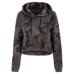 Damska Bluza Z Kapturem Camo. Zielone bluzy BUILD YOUR BRAND, m, bez wzorów, bez ramiączek, z kapturem. Za 168.99 zł.
