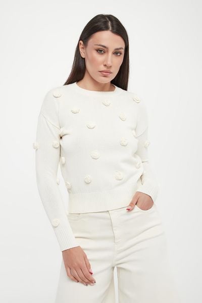 Sweter damski z różami Euforico MARELLA MONOCHROME. Czerwone swetry Marella, l, bez wzorów, bez ramiączek. Za 1,209.00 zł.