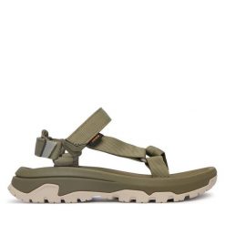 Sandały Teva. Zielone sandały Teva, bez wzorów, sportowe, bez obcasa, bez zapięcia. Za 379.99 zł.