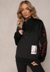 Czarna Bluza z Polarem i Haftami na Rękawach Janakame. Czarne bluzy Renee, na jesień, l, bez wzorów, z bawełny, z kapturem, trekkingowe. W wyprzedaży za 71.99 zł.