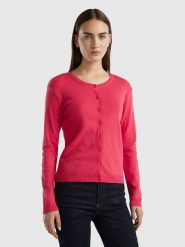Benetton Sweter w kolorze różowym rozmiar: L. Różowe swetry Benetton, l, bez wzorów, z bawełny, bez ramiączek. Za 97.05 zł.