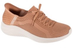 Buty sportowe Sneakersy damskie, Skechers Slip-Ins Ultra Flex 3.0 - Brilliant. Brązowe buty treningowe Skechers, bez wzorów, z materiału, przed kostkę, bez zapięcia, trekkingowe. Za 299.99 zł.