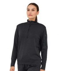 Bluza damska wełniana z krótkim ekspresem Brubeck OUTDOOR MERINO. Szare bluzy z kapturem Brubeck, m, bez wzorów, z materiału, bez kaptura, outdoorowe. Za 254.15 zł.
