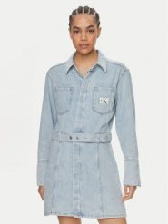 Calvin Klein Jeans Sukienka jeansowa J20J222784 Niebieski Regular Fit. Niebieskie sukienki Calvin Klein Jeans, l, bez wzorów, z bawełny, bez kołnierzyka, bez ramiączek. Za 379.99 zł.