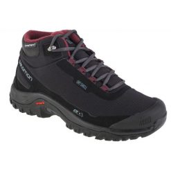 Buty Salomon Shelter Cs Wp 411105 czarne. Czarne buty treningowe na zimę, bez wzorów, z softshellu, bez zapięcia, trekkingowe. Za 706.37 zł.