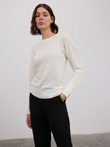 BGN Sweter w kolorze kremowym rozmiar: 36. Brązowe swetry BGN, bez wzorów, bez ramiączek. Za 109.26 zł.