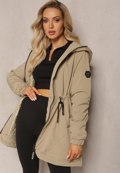 Jasnozielona Kurtka Parka Ściągana w Pasie Crotidae. Zielone kurtki Renee, s, bez wzorów, bez kaptura. Za 139.99 zł.