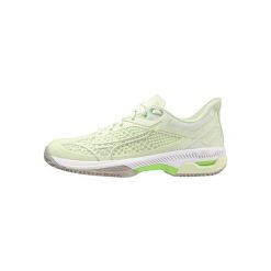 Buty do tenisa damskie Mizuno Wave Exceed Tour 5. Białe buty do biegania Mizuno, bez wzorów, z materiału, bez zapięcia, do biegania, mizuno wave. Za 379.99 zł.