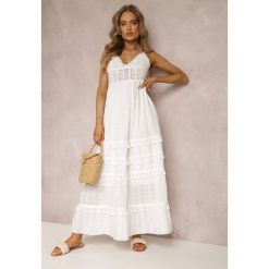 Biała Sukienka Eidameia. Białe sukienki Renee, m, bez wzorów, z koronki, boho, bez kołnierzyka, bez ramiączek, maxi, rozkloszowane. W wyprzedaży za 187.99 zł.