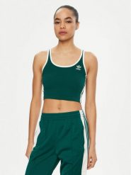 Adidas Top adicolor 3-Stripes JD4614 Zielony Slim Fit. Zielone topy adidas, m, bez wzorów, z bawełny, bez kołnierzyka, bez ramiączek. Za 99.99 zł.