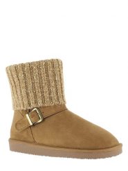ISLAND BOOT Botki zimowe "Kourtney" w kolorze jasnobrązowym rozmiar: 37. Brązowe botki Island Boot, bez wzorów, z dzianiny, bez obcasa, bez zapięcia. Za 151.17 zł.