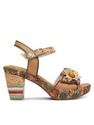 Laura Vita Sandały Nellao 31 Beżowy. Brązowe sandały LAURA VITA, bez wzorów, ze skóry, bez obcasa, na słupku, bez zapięcia. Za 439.99 zł.