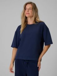 4F T-shirt loose z modalem damski - granatowy XL. Niebieskie t-shirty 4f, m, bez wzorów, z dzianiny, biznesowe, bez kołnierzyka, bez ramiączek. Za 89.99 zł.