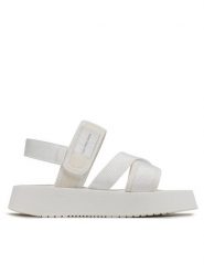 Calvin Klein Jeans Sandały Prefresato Sandal Bagde YW0YW00967 Biały. Białe sandały Calvin Klein Jeans, bez wzorów, z jeansu, bez obcasa, na płaskiej podeszwie, bez zapięcia. Za 249.99 zł.