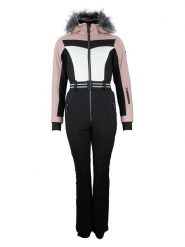 Peak Mountain Kombinezon narciarski ''Arctian'' w kolorze czarno-jasnoróżowo-białym rozmiar: S. Czarne kombinezony Peak Mountain, m, bez wzorów, z materiału, sportowe, bez kołnierzyka, bez ramiączek. Za 415.31 zł.