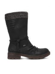 Rieker Kozaki CEO-Z4755-00 Czarny. Czarne kozaki Rieker, bez wzorów, ze skóry, bez obcasa, na płaskiej podeszwie, bez zapięcia. Za 429.99 zł.