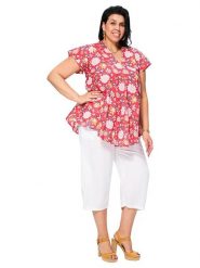 Aller Simplement Bluzka w kolorze różowo-białym rozmiar: 42/44. Czerwone bluzki Aller Simplement, bez wzorów, z bawełny, klasyczne, bez kołnierzyka, bez ramiączek. Za 95.92 zł.