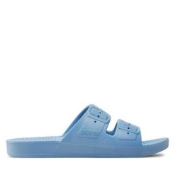 Klapki Freedom Moses. Niebieskie klapki Freedom moses, bez wzorów, bez obcasa, bez zapięcia. Za 299.99 zł.