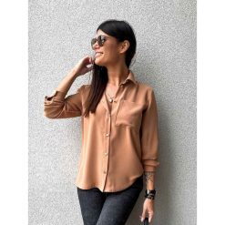 Koszula Royal Camel. Brązowe koszule ClothStore, m, bez wzorów, z jeansu, bez kołnierzyka, bez ramiączek. Za 149.00 zł.