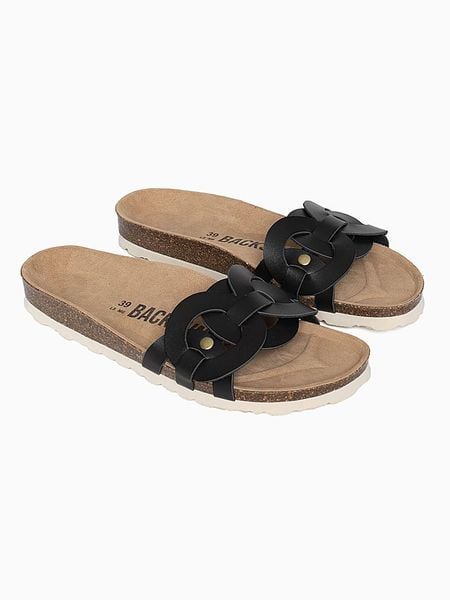 BACKSUN Skórzane klapki "Trapeze" w kolorze czarnym rozmiar: 41. Czarne klapki Backsun, bez wzorów, klasyczne, z otwartym noskiem, bez obcasa, bez zapięcia. Za 136.78 zł.