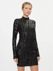 Calvin Klein Jeans Sukienka codzienna Logo Aop Long Sleeve Dress J20J222989 Czarny Slim Fit. Czarne sukienki Calvin Klein Jeans, na co dzień, m, bez wzorów, z bawełny, bez kołnierzyka, bez ramiączek, proste. Za 469.99 zł.