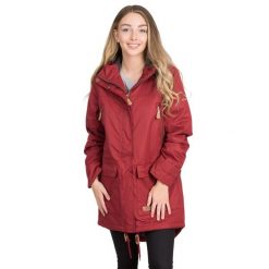 Parka Damska Wodoodporne Clea. Czerwone płaszcze Trespass, l, bez wzorów, z materiału, z kapturem. Za 248.99 zł.