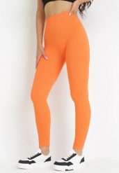 Pomarańczowe Prążkowane Legginsy Saleen. Brązowe legginsy Born2be, bez wzorów, z jeansu. Za 69.99 zł.