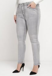 Szare Dopasowane Casualowe Jeansy na Suwak i Guzik Lirienne. Szare jeansy Born2be, l, bez wzorów, z jeansu, eleganckie. Za 99.99 zł.