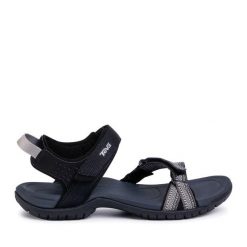 Sandały Teva. Czarne sandały Teva, bez wzorów, sportowe, bez obcasa, bez zapięcia. Za 349.99 zł.