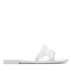 Klapki KARL LAGERFELD. Białe klapki KARL LAGERFELD, bez wzorów, bez obcasa, bez zapięcia. Za 349.99 zł.